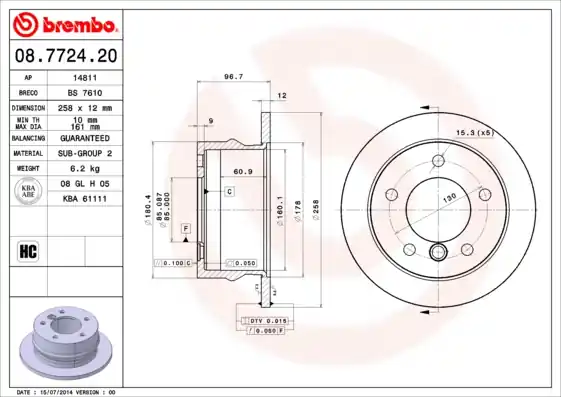 Remschijven Brembo 08.7724.20 Origineel