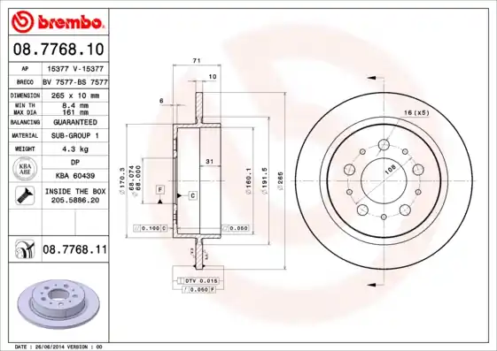 Luxe Remschijven Brembo 08.7768.10