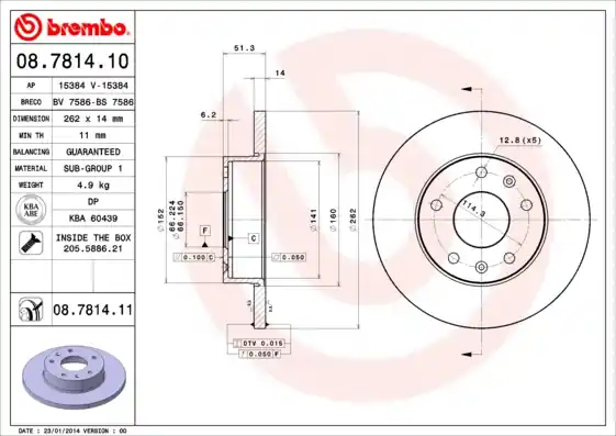 Laatste Versie Remschijven Brembo 08.7814.11