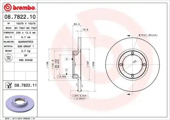 Lage Prijs Remschijven Brembo 08.7822.10