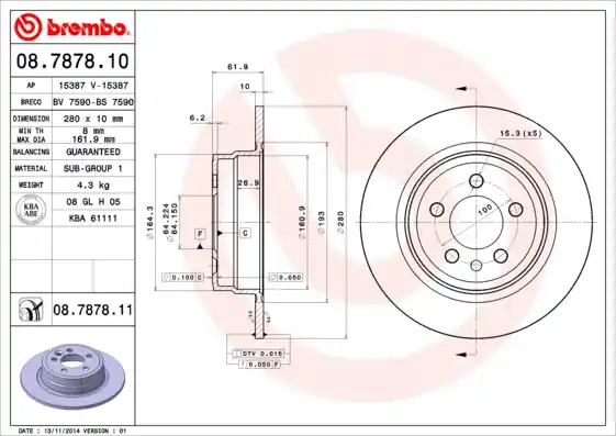 Direct Beschikbaar Remschijven Brembo 08.7878.11