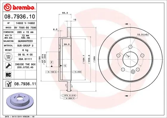 Remschijven Brembo 08.7936.10 Veilige Betaling
