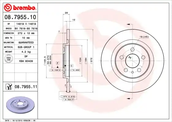 Remschijven Brembo 08.7955.11 In De Mode