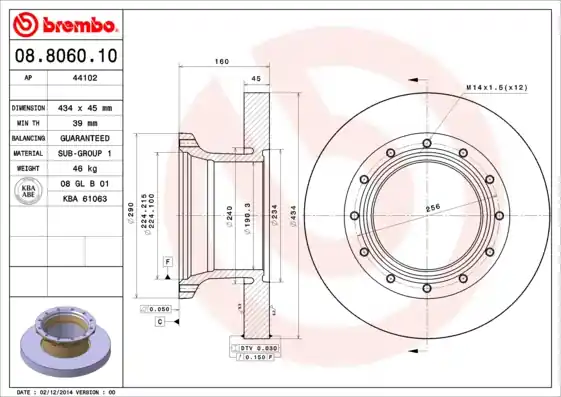 Remschijven Brembo 08.8060.10 Groothandel