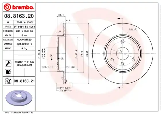 Flitsaanbieding Remschijven Brembo 08.8163.21