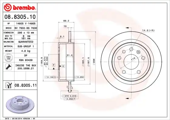 Fabrieksprijs Remschijven Brembo 08.8305.11