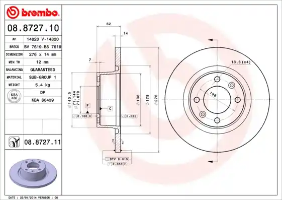 Remschijven Brembo 08.8727.11 Limited Edition
