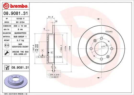Remschijven Brembo 08.9081.31 Nieuw