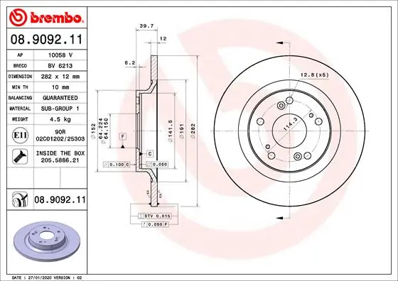 Groothandel Remschijven Brembo 08.9092.11