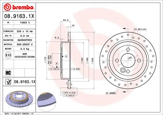 Flitsaanbieding Remschijven Brembo 08.9163.1X