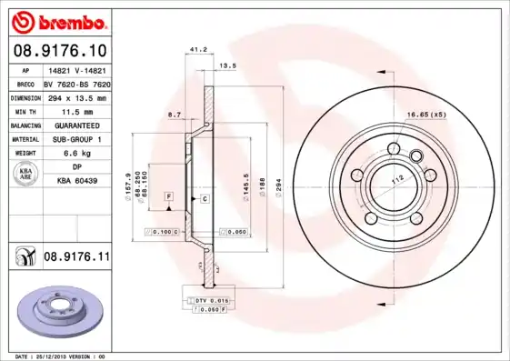 Remschijven Brembo 08.9176.11 Actieprijs