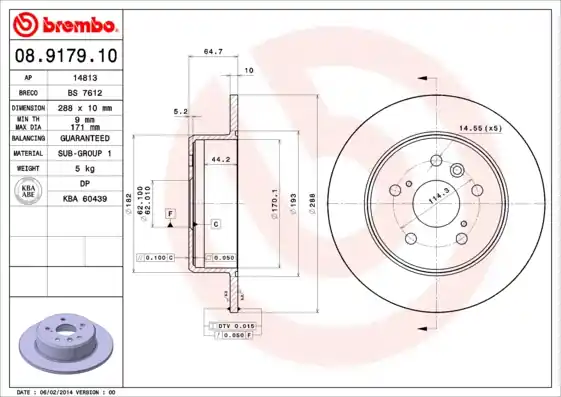 Remschijven Brembo 08.9179.10 Authentiek