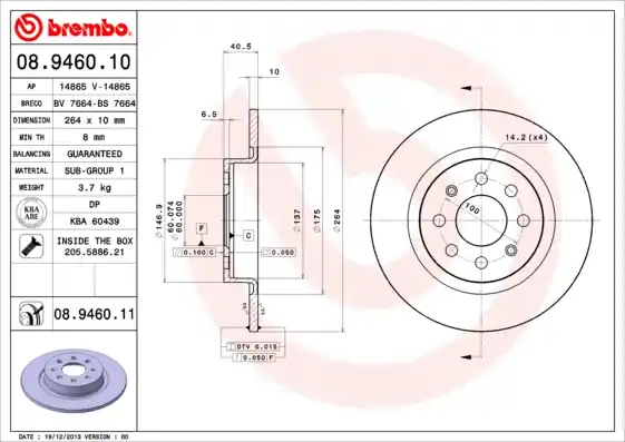 Bulkbestelling Remschijven Brembo 08.9460.10