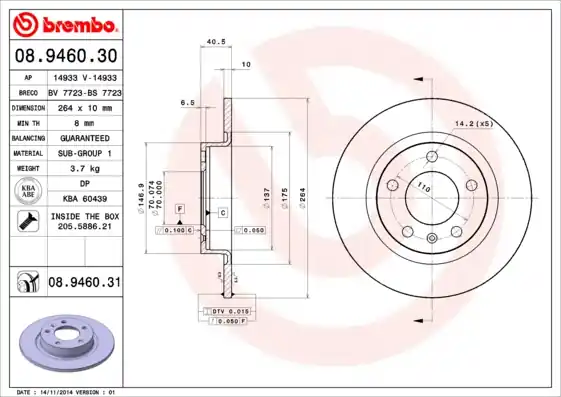 Remschijven Brembo 08.9460.30 Superprijs
