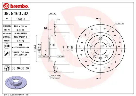Remschijven Brembo 08.9460.3X Luxe