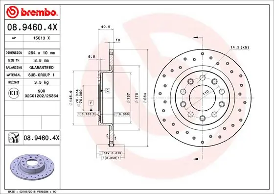 Ambachtelijk Remschijven Brembo 08.9460.4X