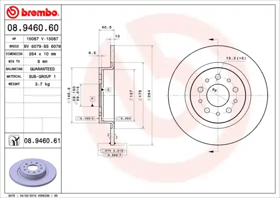 Meest Verkocht Remschijven Brembo 08.9460.61