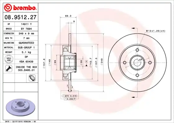Bestel Nu Remschijven Brembo 08.9512.27