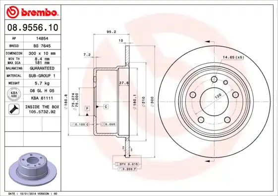 Handgemaakt Remschijven Brembo 08.9556.10