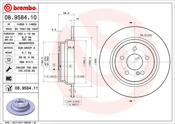 Gereduceerde Prijs Remschijven Brembo 08.9584.11