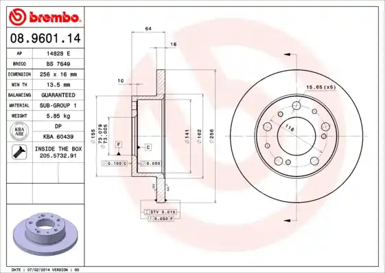 Professioneel Remschijven Brembo 08.9601.14