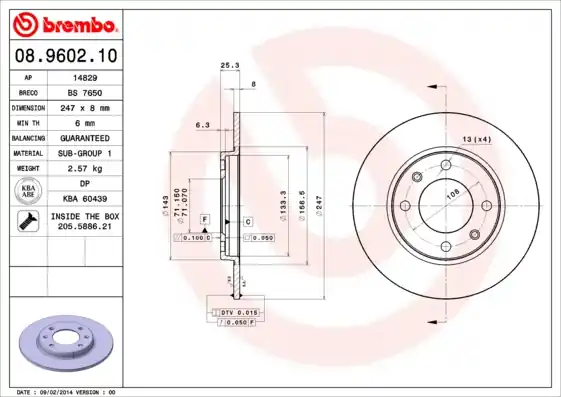 Actieprijs Remschijven Brembo 08.9602.10