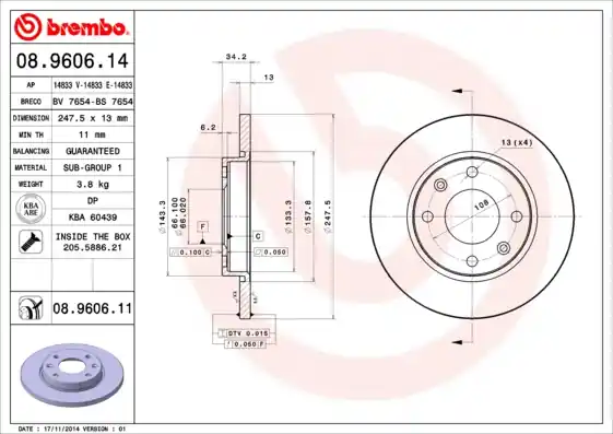 Remschijven Brembo 08.9606.11 Direct Beschikbaar