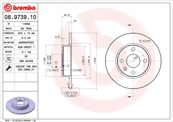 Bulkbestelling Remschijven Brembo 08.9739.10