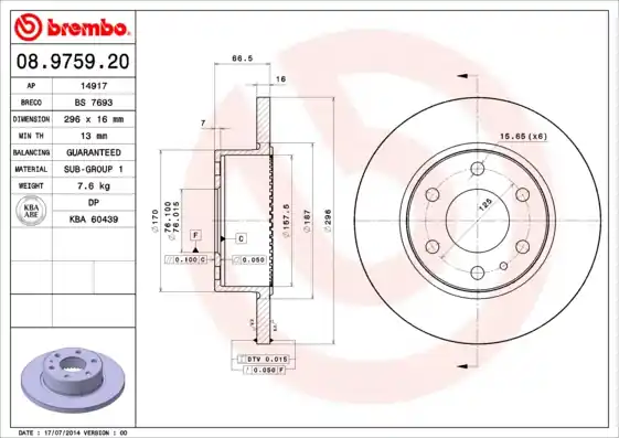Topkwaliteit Remschijven Brembo 08.9759.20