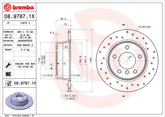 Merkproduct Remschijven Brembo 08.9787.1X