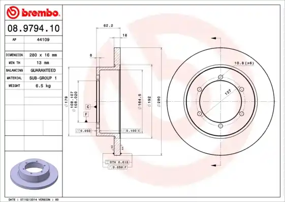 Remschijven Brembo 08.9794.10 Nieuw