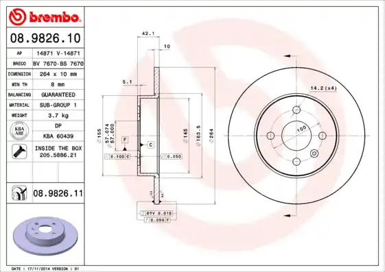 Budget Remschijven Brembo 08.9826.11