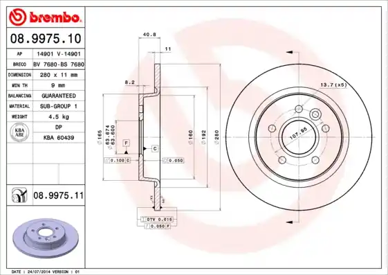 Authentiek Remschijven Brembo 08.9975.11
