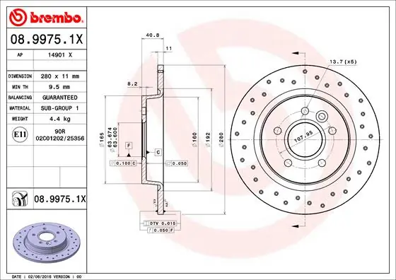 Remschijven Brembo 08.9975.1X Rechtstreeks Van De Fabrikant
