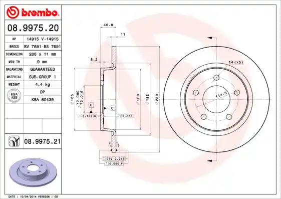Remschijven Brembo 08.9975.20 Koopje