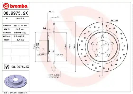 Remschijven Brembo 08.9975.2X Bestseller