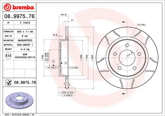 Professioneel Remschijven Brembo 08.9975.76