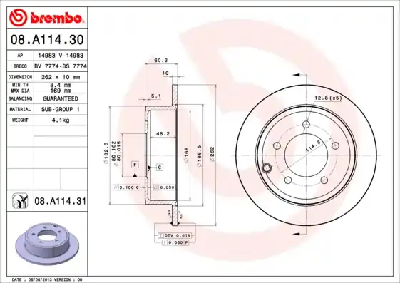 Merkproduct Remschijven Brembo 08.A114.31