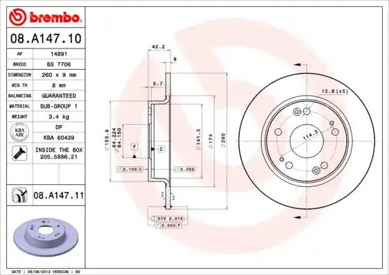 Remschijven Brembo 08.A147.11 Budget