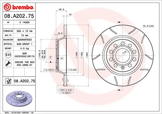 Hoge Kwaliteit Remschijven Brembo 08.A202.75