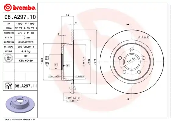 Koop Vandaag Remschijven Brembo 08.A297.11