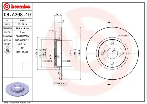 Betaalbaar Remschijven Brembo 08.A298.10