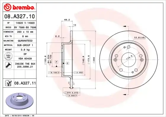 Remschijven Brembo 08.A327.11 Actieprijs