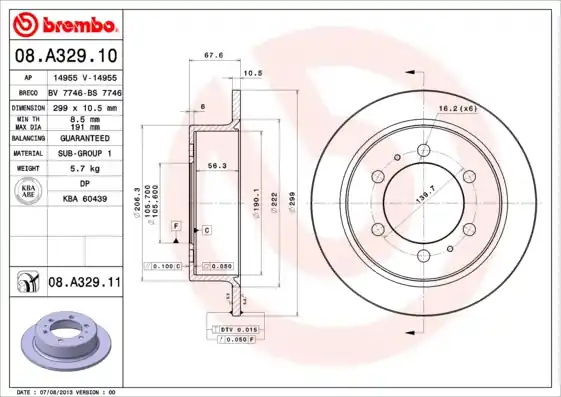 Remschijven Brembo 08.A329.11 Koopje