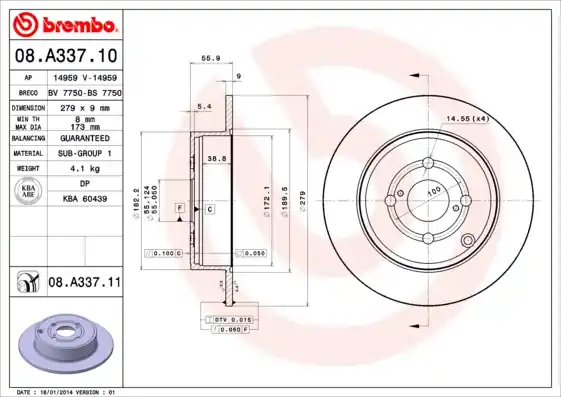 Authentiek Remschijven Brembo 08.A337.11