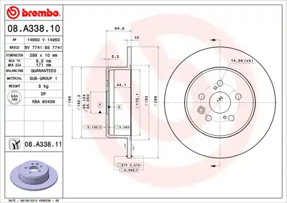 Nieuw Model Remschijven Brembo 08.A338.11