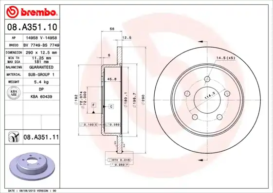 Remschijven Brembo 08.A351.11 Budget