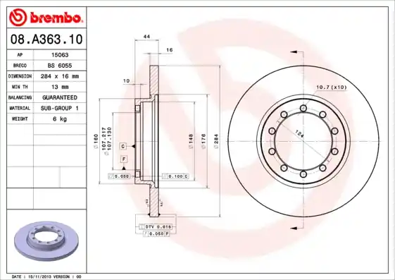 Origineel Remschijven Brembo 08.A363.10