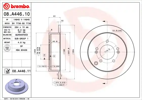 Remschijven Brembo 08.A446.11 Betrouwbaar