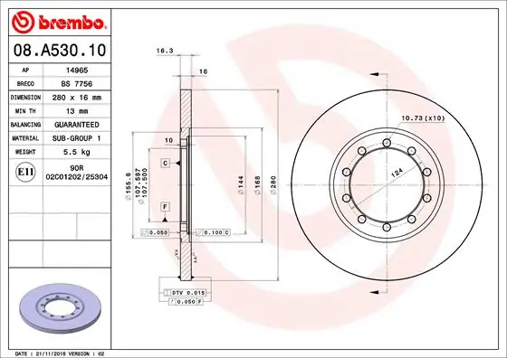 Remschijven Brembo 08.A530.10 Beste Prijs
